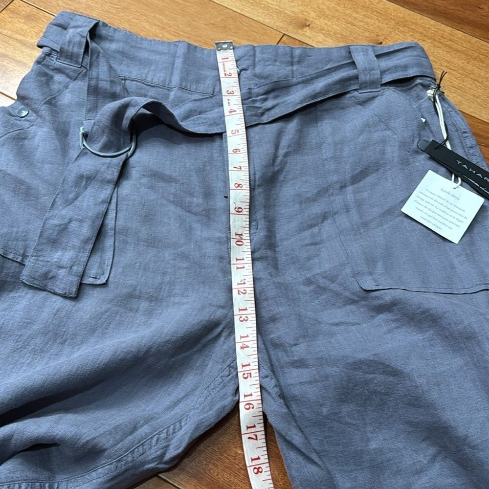 NWT Tahari Women Linen Blueish Grey‎ Pants Elastic Waist size XL - Picture 11 of 12